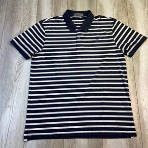 G/FORE Polo Shirt Mens Large Blue White Striped Performance Stretch Golf Men